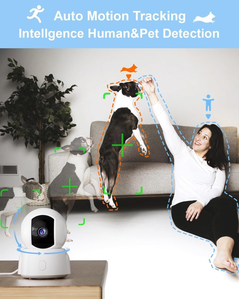 Golspark Indoor Security Camera 2K, Pet Camera for Home Security, Dog Cam Pan/Tilt, Motion Tracking, 2-Way Audio, Night Vision Baby Monitor, Siren Alert, 24/7 Cloud &SD Card Storage, 2.4GHz - Image 2